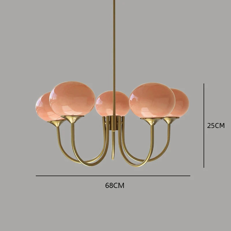 Glamour Chandelier with Glass Shades and Metal Frame – Elegant Ceiling Light