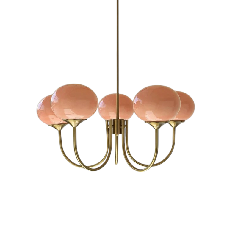 Glamour Chandelier with Glass Shades and Metal Frame – Elegant Ceiling Light