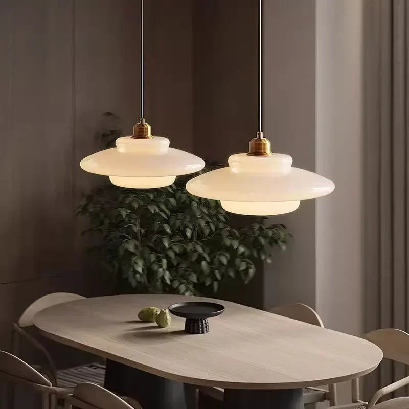 Pendant Ceiling Lamp with Opal White Glass