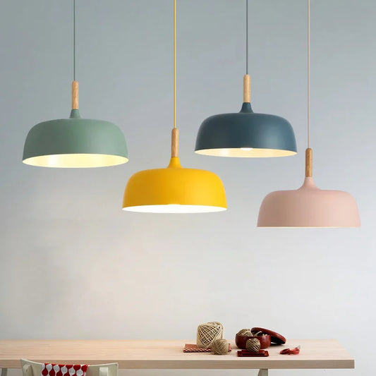 Modern Pendant Light with Wooden Accent – Minimalist Scandinavian Style