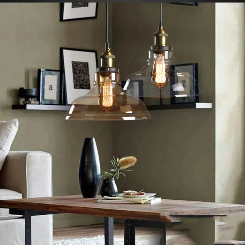 Industrial Glass Pendant Light – Smoked Glass Shade