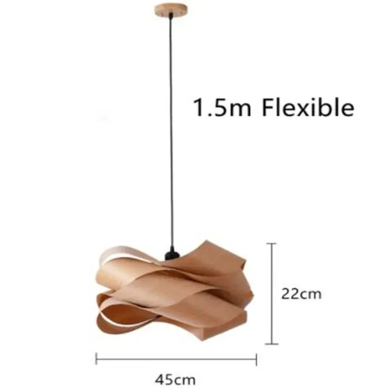 Modern Pendant Light with Curved Wooden Design