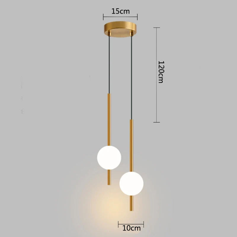 Modern Gold Pendant Light with Globe Shade | Minimalist LED Ceiling Lamp