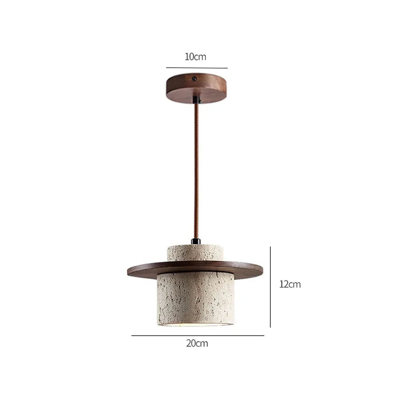 Modern Pendant Lamp with Stone and Wood
