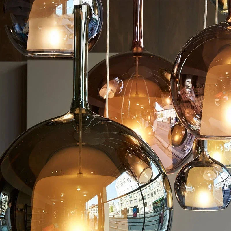 Modern Pendant Light with Glass Shades – Smoked Glass Cluster Ceiling Lamp