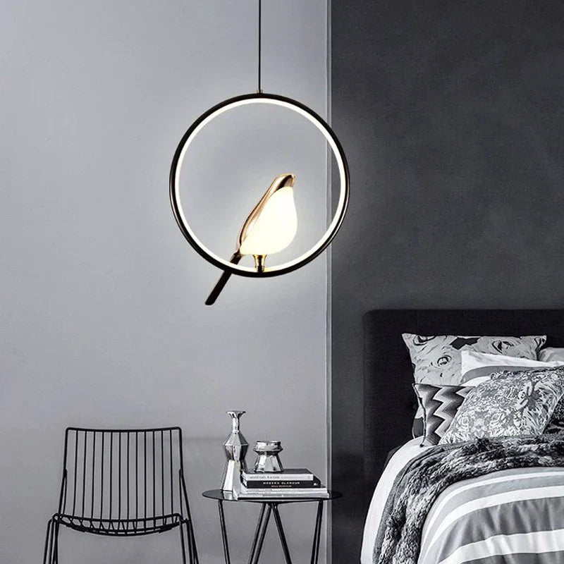Luxury Pendant Light with Golden Bird