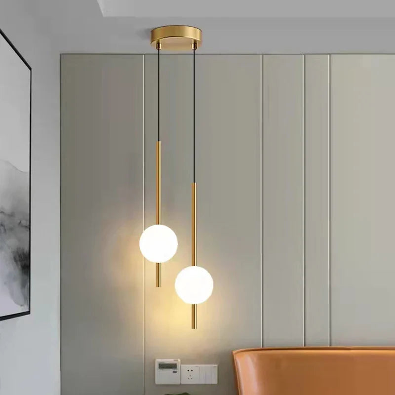Modern Gold Pendant Light with Globe Shade | Minimalist LED Ceiling Lamp