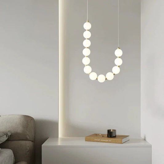 Modern LED Pendant Light – Necklace-Inspired Design with Glowing Spheres