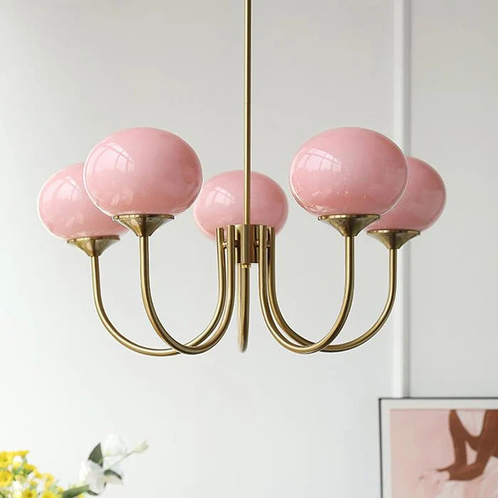 Glamour Chandelier with Glass Shades and Metal Frame – Elegant Ceiling Light