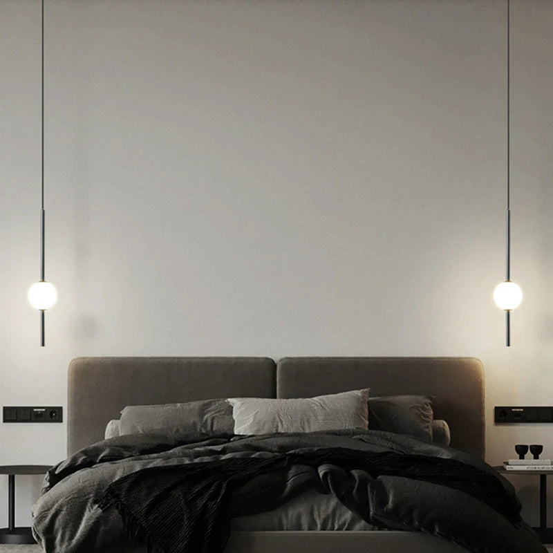 Modern Gold Pendant Light with Globe Shade | Minimalist LED Ceiling Lamp