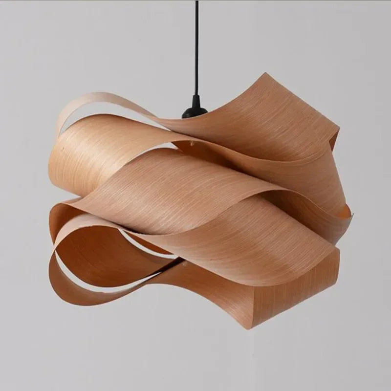 Modern Pendant Light with Curved Wooden Design