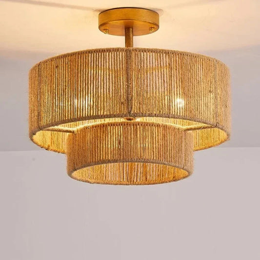 Boho Ceiling Light with Natural Rope