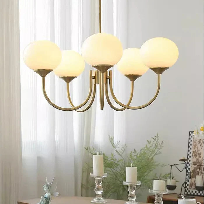 Glamour Chandelier with Glass Shades and Metal Frame – Elegant Ceiling Light