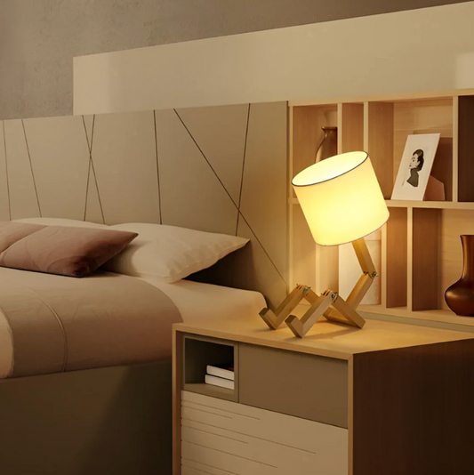 Geometric Wooden Table Lamp – Adjustable, Modern Design