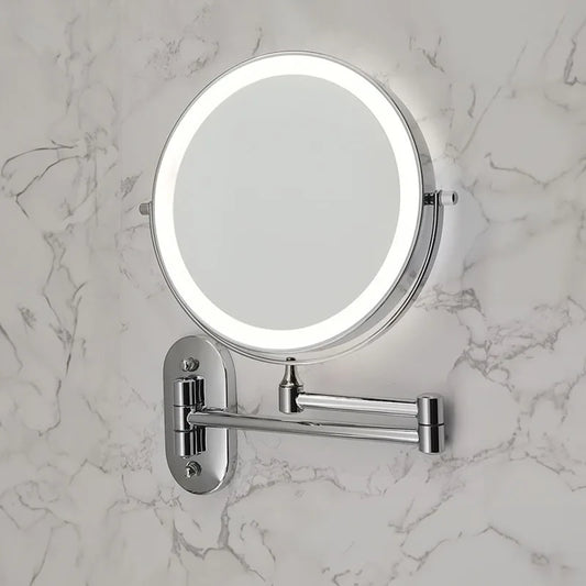 Wall-Mounted LED Makeup Mirror with Magnification