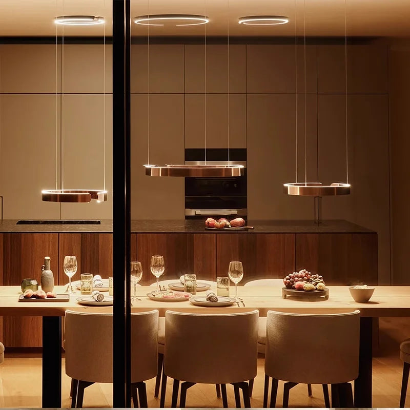 Modern LED Ring Chandelier – Elegant Round Ceiling Light