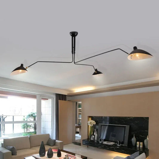 Black Ceiling Light with Rotating Arms – Modern Adjustable Chandelier