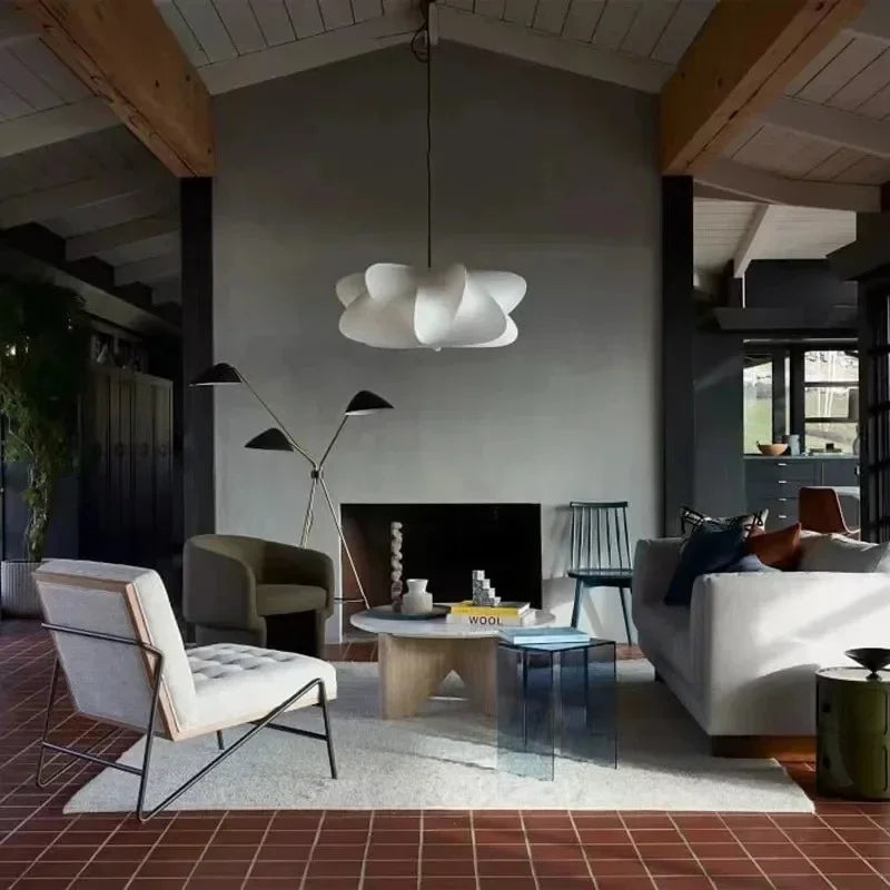 Japanese Wabi-Sabi Ceiling Lamp with Silk Shade