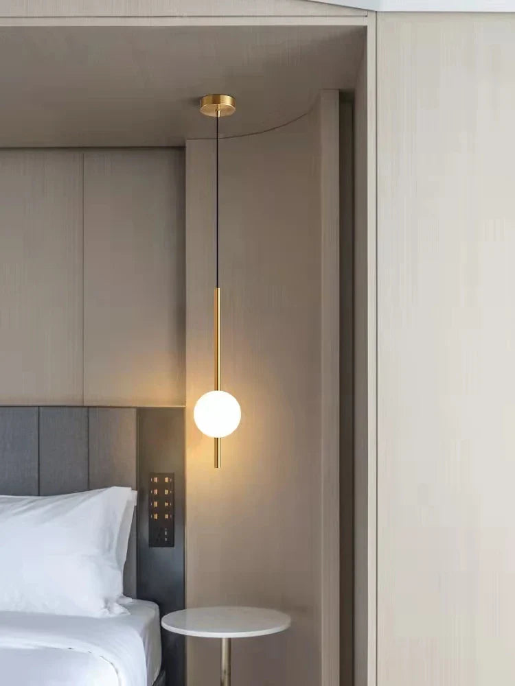 Modern Gold Pendant Light with Globe Shade | Minimalist LED Ceiling Lamp