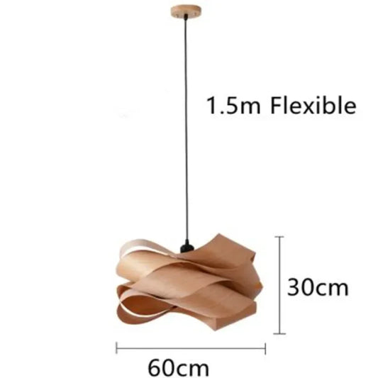Modern Pendant Light with Curved Wooden Design