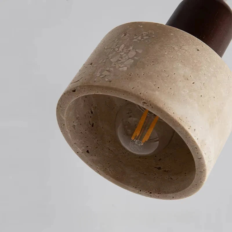 Pendant Light with Natural Stone and Wood – Modern Ceiling Lamp for Kitchen or Dining Room