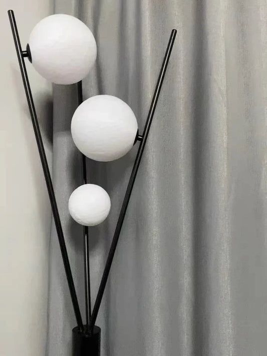 Designer LED Floor & Table Lamp with Moon-Shaped Shades on Tripod Base