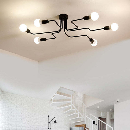 Industrial Metal Sputnik Flush Ceiling Light - Arrielight