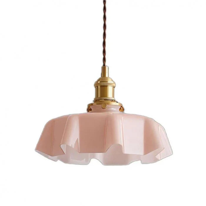 Retro Pendant Lights with Coloured Glass Shades and Brass Finish