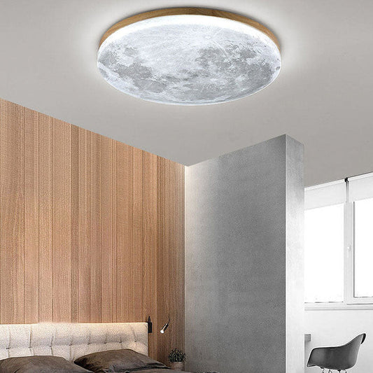LED Moon Ceiling Light – Minimalist Wooden Design