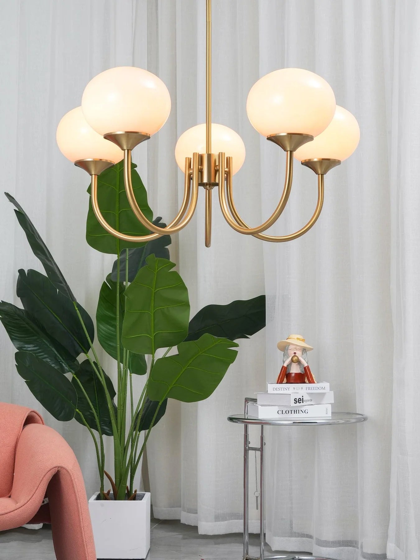 Glamour Chandelier with Glass Shades and Metal Frame – Elegant Ceiling Light