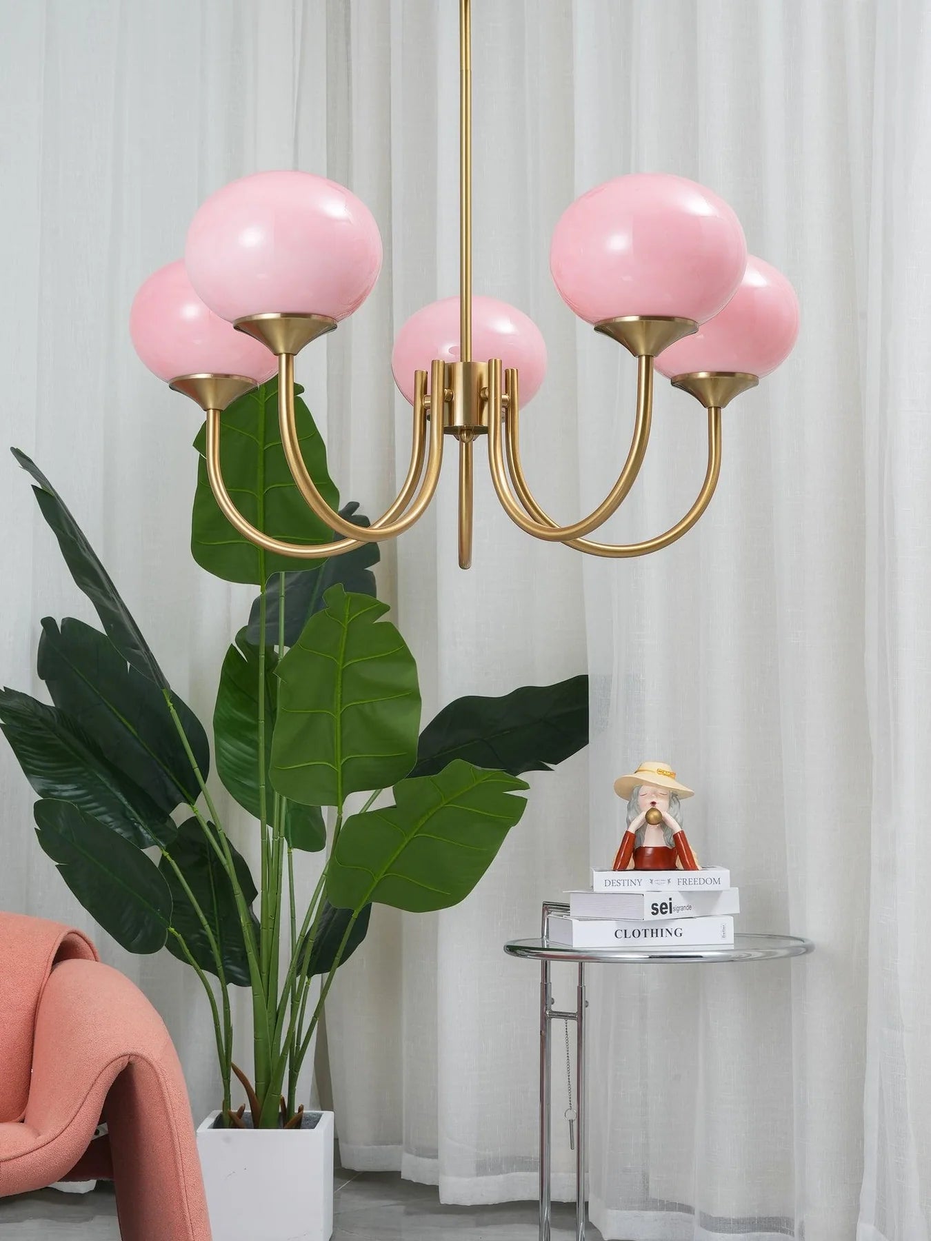 Glamour Chandelier with Glass Shades and Metal Frame – Elegant Ceiling Light
