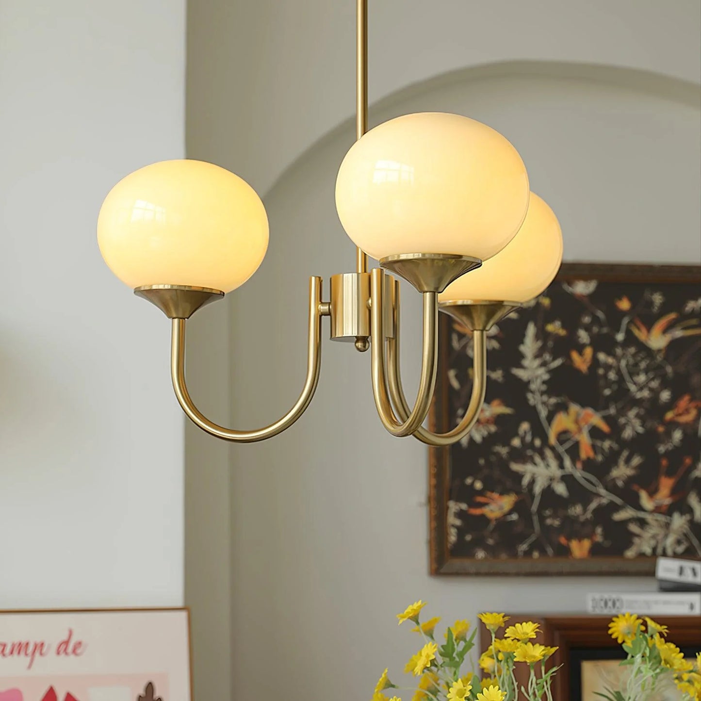 Glamour Chandelier with Glass Shades and Metal Frame – Elegant Ceiling Light