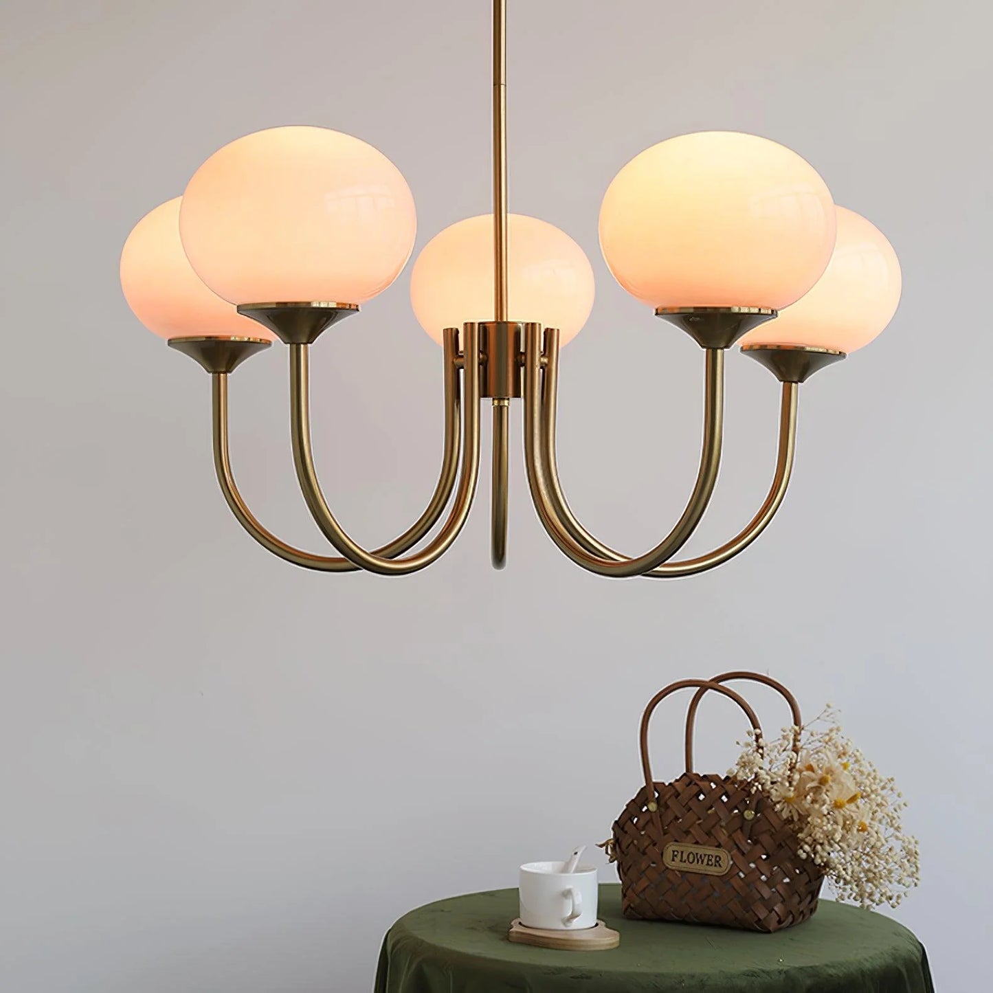 Glamour Chandelier with Glass Shades and Metal Frame – Elegant Ceiling Light