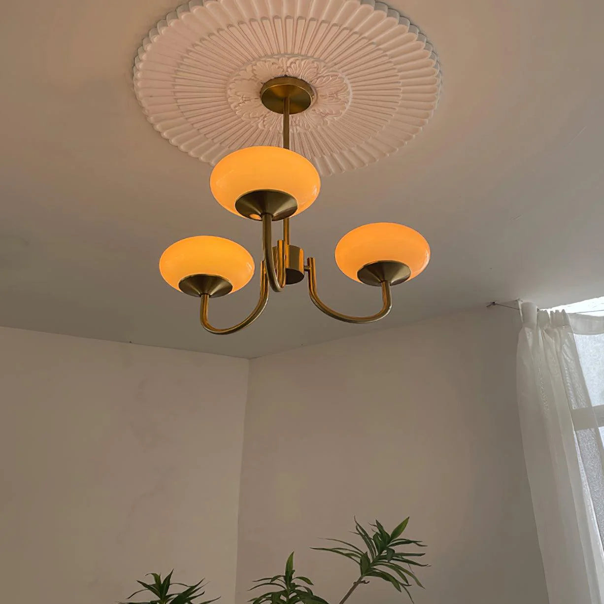 Glamour Chandelier with Glass Shades and Metal Frame – Elegant Ceiling Light