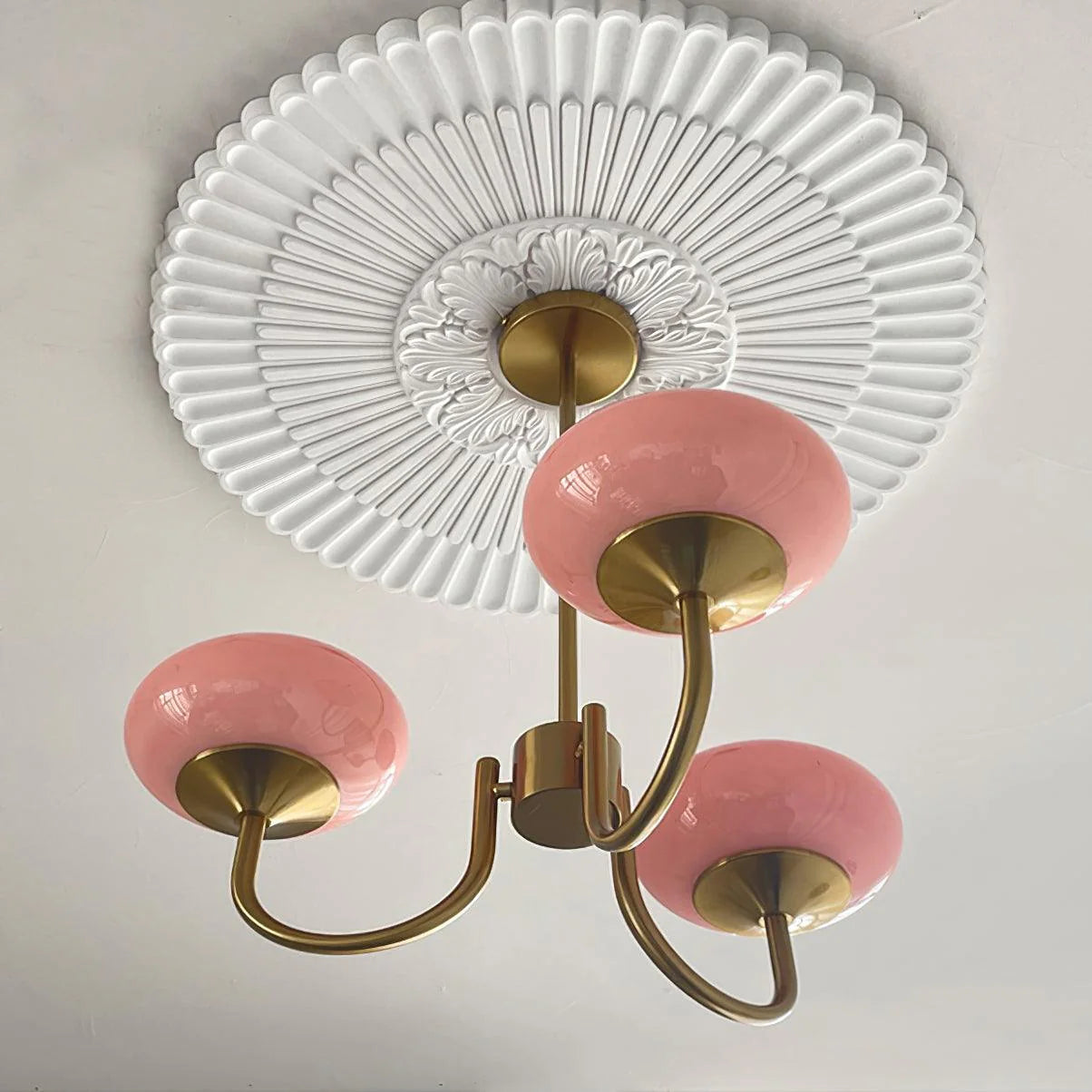 Glamour Chandelier with Glass Shades and Metal Frame – Elegant Ceiling Light