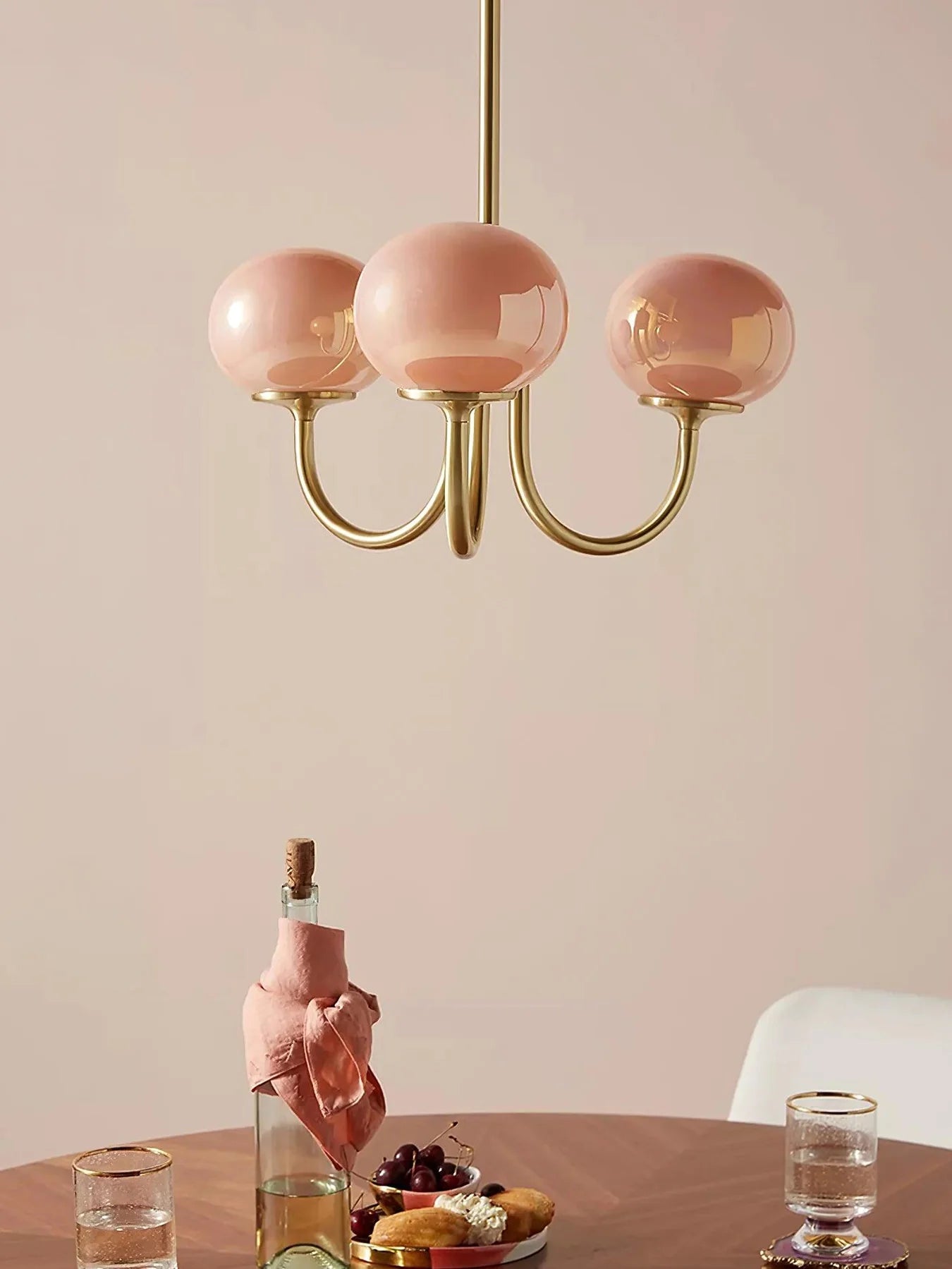 Glamour Chandelier with Glass Shades and Metal Frame – Elegant Ceiling Light