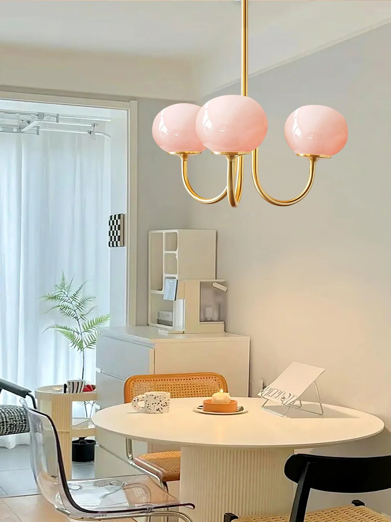 Glamour Chandelier with Glass Shades and Metal Frame – Elegant Ceiling Light