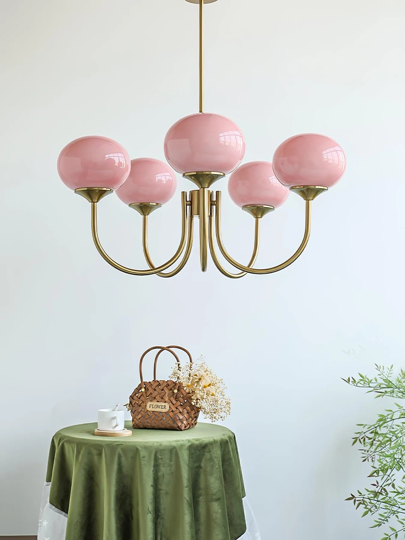 Glamour Chandelier with Glass Shades and Metal Frame – Elegant Ceiling Light