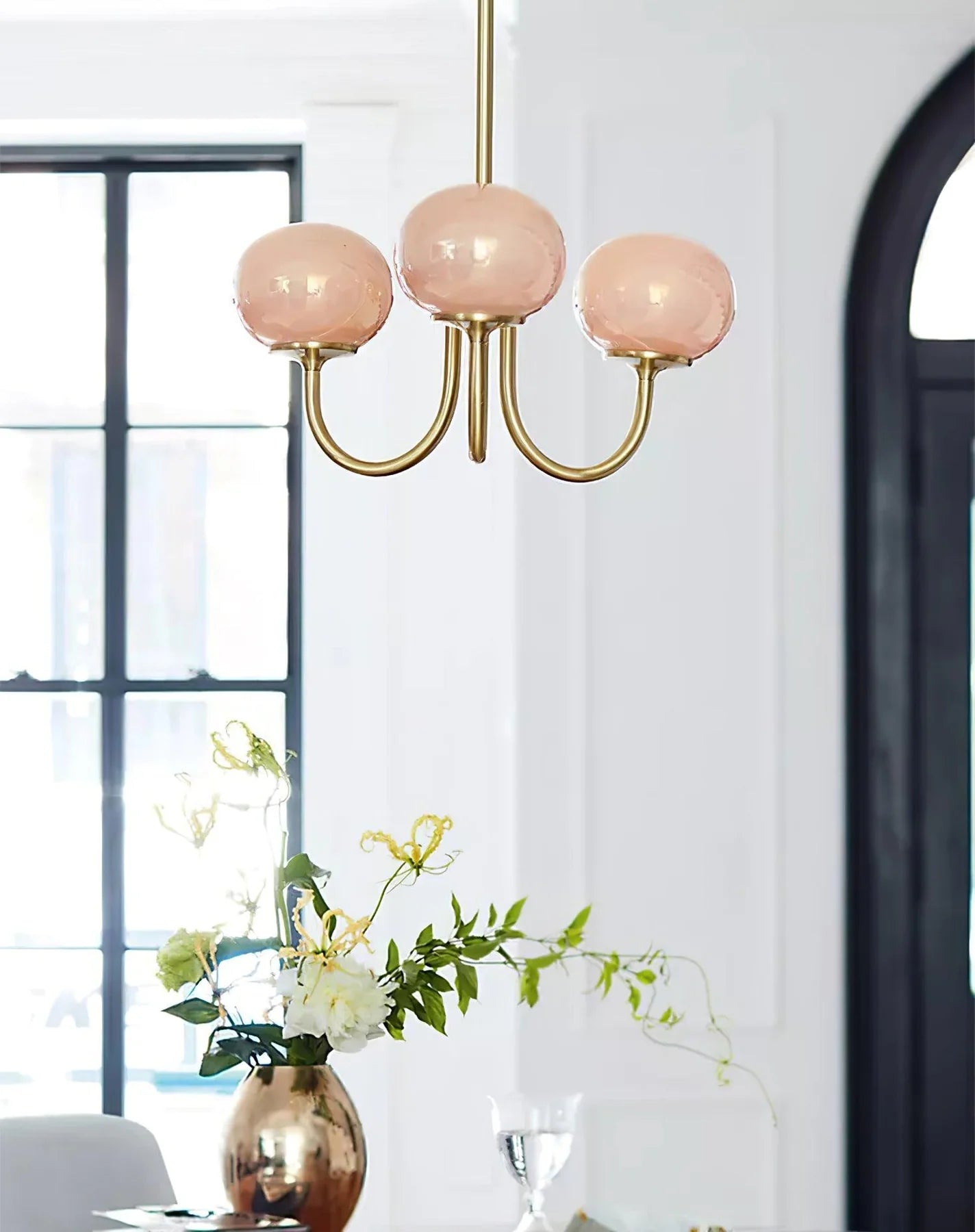 Glamour Chandelier with Glass Shades and Metal Frame – Elegant Ceiling Light