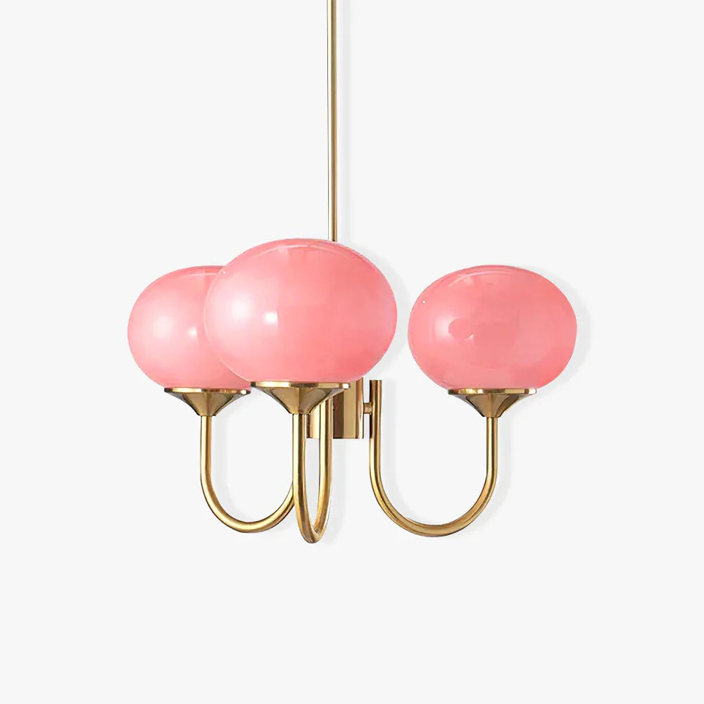 Glamour Chandelier with Glass Shades and Metal Frame – Elegant Ceiling Light