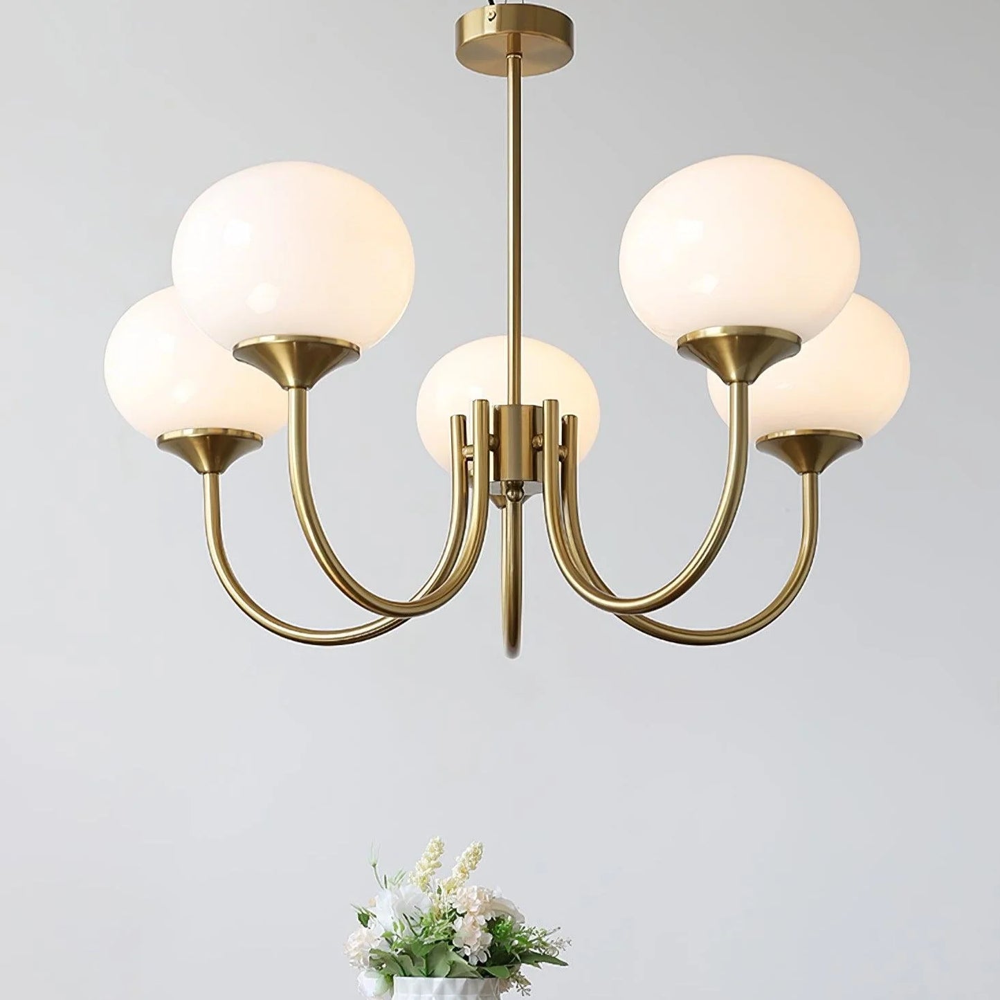 Glamour Chandelier with Glass Shades and Metal Frame – Elegant Ceiling Light