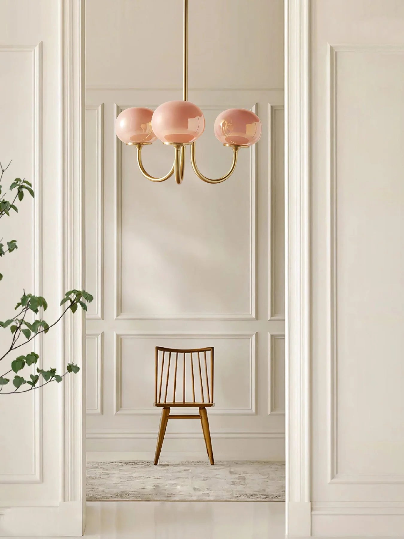 Glamour Chandelier with Glass Shades and Metal Frame – Elegant Ceiling Light