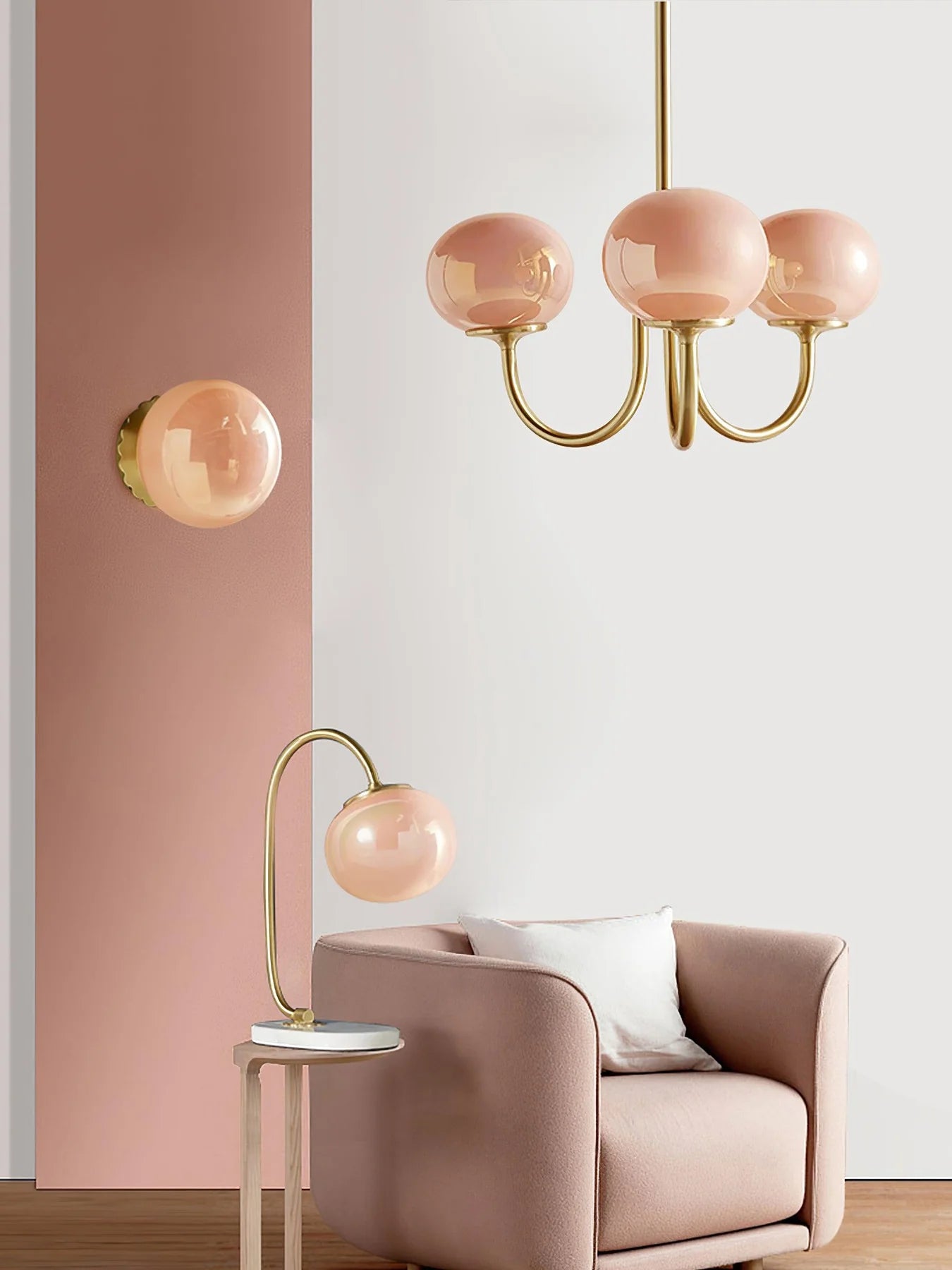 Glamour Chandelier with Glass Shades and Metal Frame – Elegant Ceiling Light