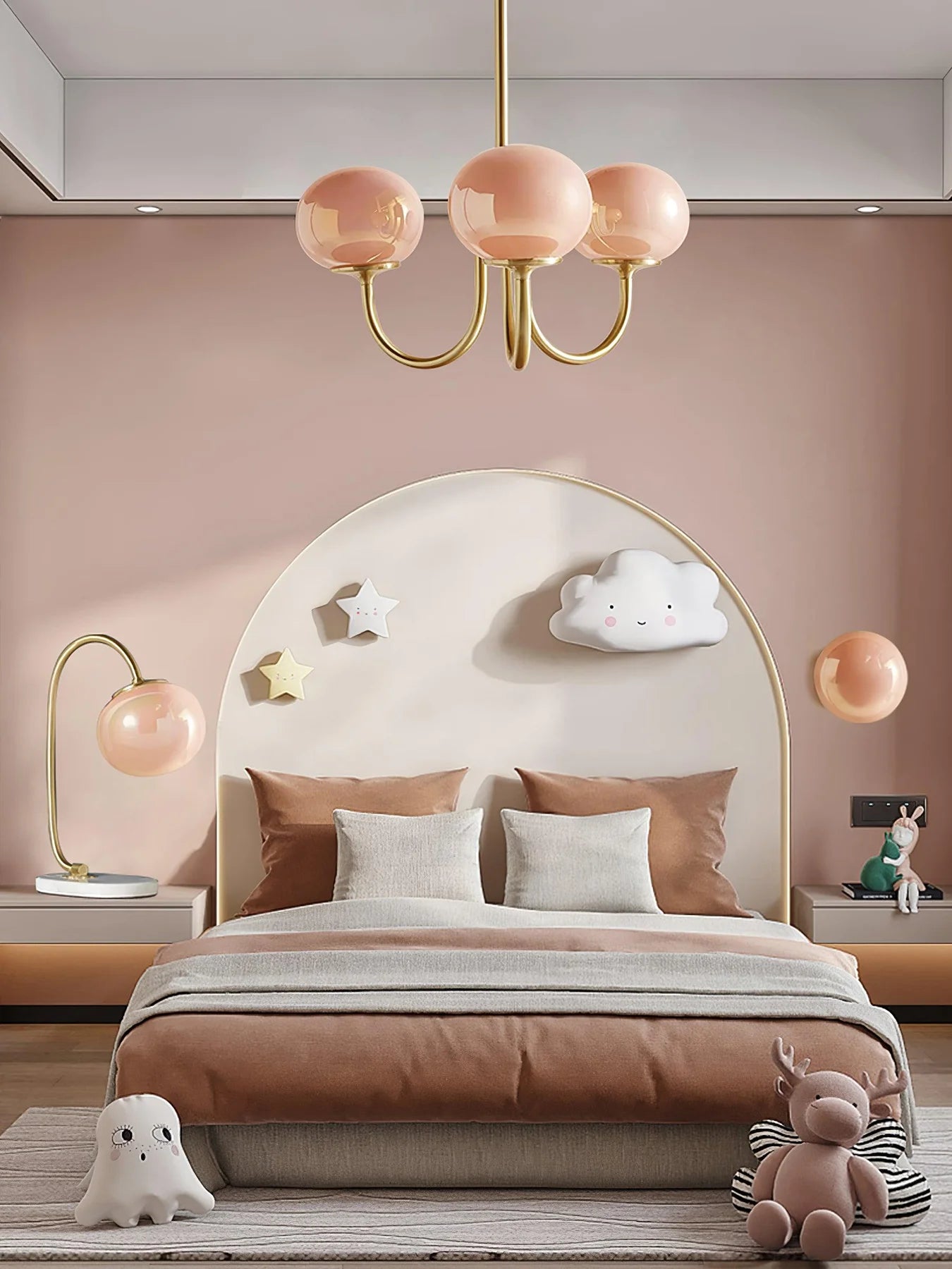 Glamour Chandelier with Glass Shades and Metal Frame – Elegant Ceiling Light