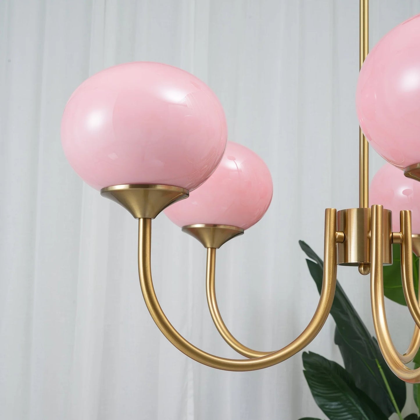Glamour Chandelier with Glass Shades and Metal Frame – Elegant Ceiling Light
