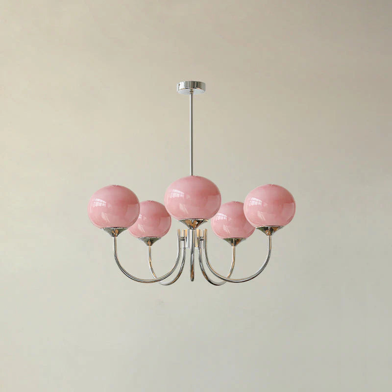 Glamour Chandelier with Glass Shades and Metal Frame – Elegant Ceiling Light