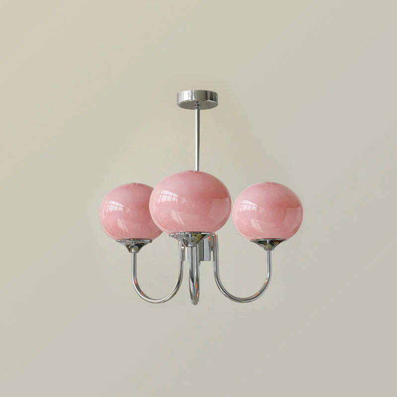 Glamour Chandelier with Glass Shades and Metal Frame – Elegant Ceiling Light