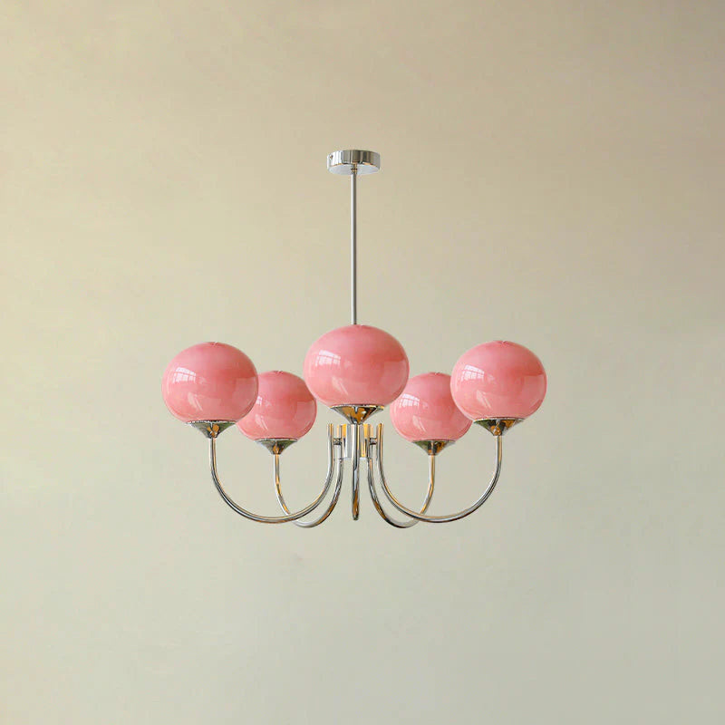 Glamour Chandelier with Glass Shades and Metal Frame – Elegant Ceiling Light