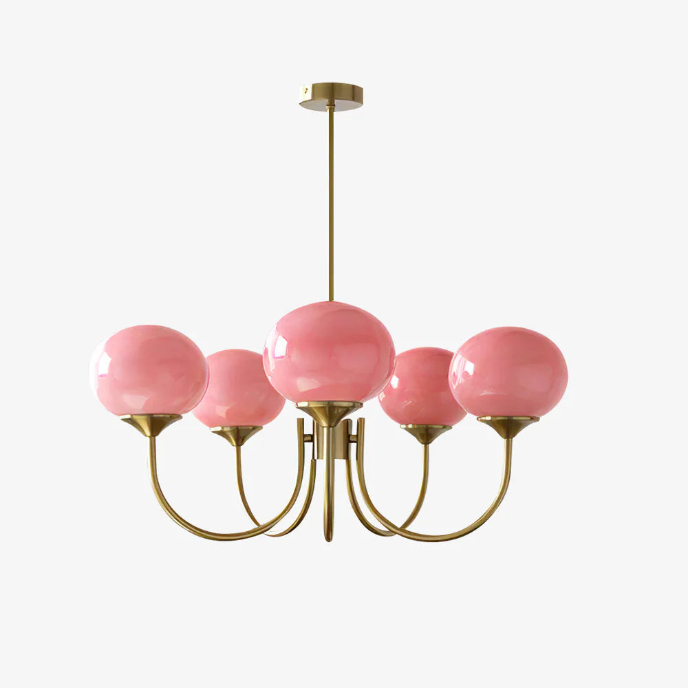Glamour Chandelier with Glass Shades and Metal Frame – Elegant Ceiling Light