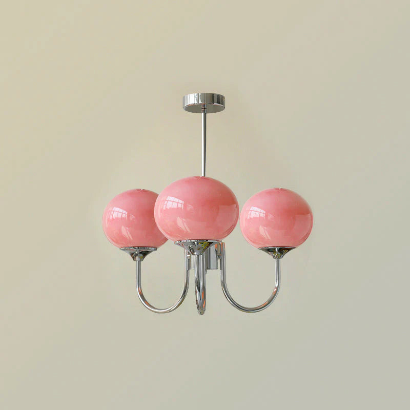 Glamour Chandelier with Glass Shades and Metal Frame – Elegant Ceiling Light